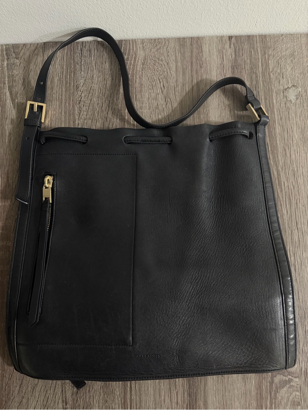 Allsaints Alpha Medium Convertible Leather Backpack Shoulder Bag Black